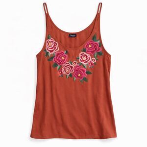 Torrid Rust Boho Floral Embroidered Tank Top Festival Cami Women 4